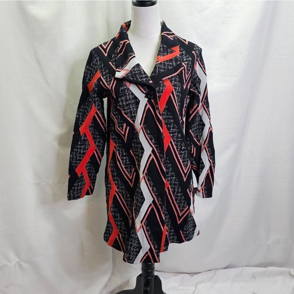 Andria Lieu Geometric Print One Button Jacket Size Large